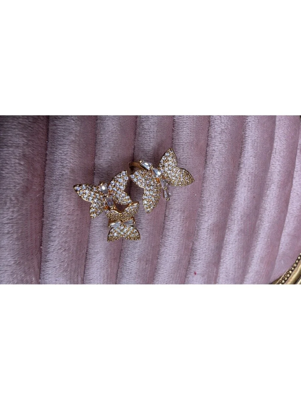 Adjustable Butterfly Ring Size 7.5 with Sparkling Zirconia